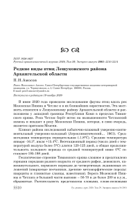 Редкие виды птиц Лешуконского района Архангельской области