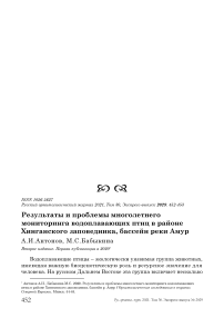 Результаты и проблемы многолетнего мониторинга водоплавающих птиц в районе Хинганского заповедника, бассейн реки Амур