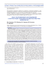 Опыт ультразвукового исследования с контрастным усилением при диагностике рака шейки матки