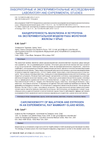 Carcinogenicity of malathion and estrogen in an experimental rat mammary gland model