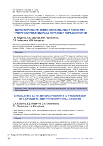 Циркулирующие актин-связывающие белки при прогрессировании рака гортани и гортаноглотки