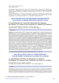 Мультиплексное определение онкомаркеров на разных стадиях колоректального рака