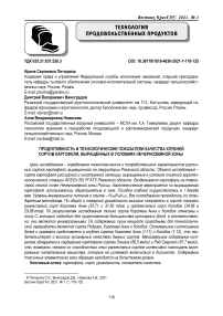 Продуктивность и технологические показатели качества клубней сортов картофеля, выращенных в условиях Нечерноземной зоны