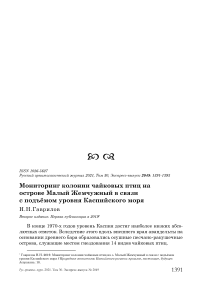 Мониторинг колонии чайковых птиц на острове Малый Жемчужный в связи с подъёмом уровня Каспийского моря