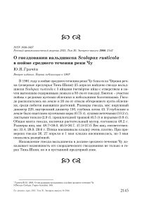 О гнездовании вальдшнепа Scolopax rusticola в пойме среднего течения реки Чу