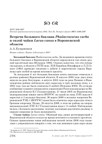 Встречи большого баклана Phalacrocorax carbo и сизой чайки Larus canus в Воронежской области