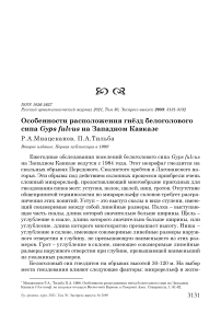 Особенности расположения гнёзд белоголового сипа Gyps fulvus на Западном Кавказе