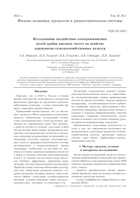 Исследование воздействия электромагнитных полей крайне высоких частот на свойства агроценозов сельскохозяйственных культур