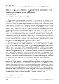 Видовое разнообразие и динамика численности водоплавающих птиц в Москве