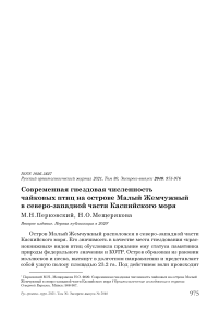 Современная гнездовая численность чайковых птиц на острове Малый Жемчужный в северо-западной части Каспийского моря