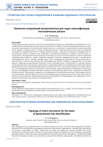 Типология сооружений метрополитена для задач классификации геотехнических рисков