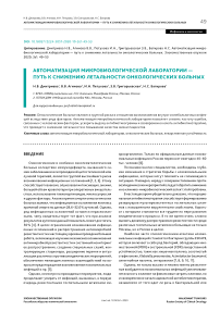 Автоматизация микробиологической лаборатории - путь к снижению летальности онкологических больных