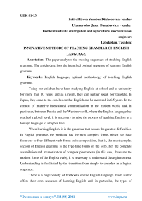 Innovative methods of teaching grammar of English language