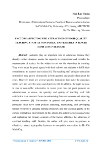 Factors affecting the attraction of high-quality teaching staff at non-public universities in Ho Chi Minh city (Vietnam)