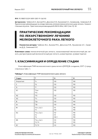 Практические рекомендации по лекарcтвенному лечению мелкоклеточного рака легкого. Злокачественные опухоли