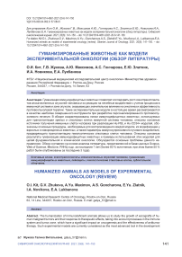 Гуманизированные животные как модели экспериментальной онкологии (обзор литературы)