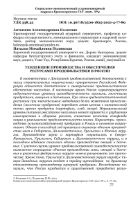 Тенденции производства и обеспечения ресурсами продовольствия в России