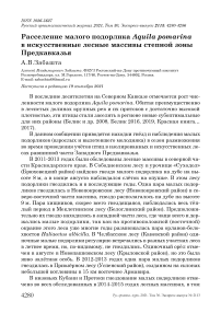 Расселение малого подорлика aquila pomarina в искусственные лесные массивы степной зоны предкавказья