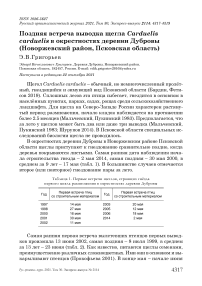 Поздняя встреча выводка щегла carduelis carduelis в окрестностях деревни дубровы (новоржевский район, псковская область)