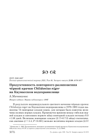 Продуктивность повторного размножения чёрной крачки chlidonias niger на каунасском водохранилище