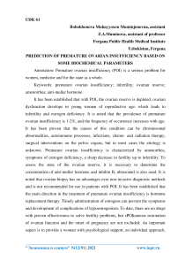 Prediction of premature ovarian insufficiency based on some biochemical parameters