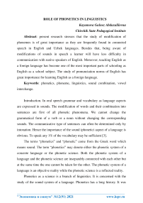 Role of phonetics in linguistics