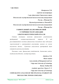 Сравнительный анализ финансовой устойчивости организации электроэнергетической отрасли