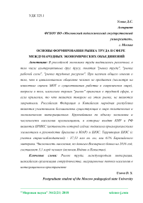 Основы формирования рынка труда в сфере международных экономических объединений