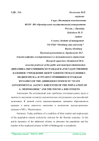 Динамика обратившихся граждан в "Государственное казенное учреждение центр занятости населения г. Медногорска" и трудоустроившихся граждан