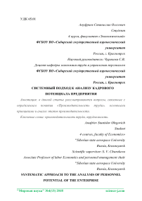 Системный подход к анализу кадрового потенциала предприятия