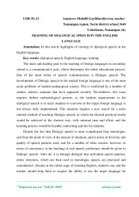 Training of dialogical speech in the English language