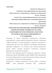 Теоретическое обоснование антимикробной и антиоксидантной активности составов, содержащих экстракт прополиса и кислоты фумаровую, янтарную, никотиновую и глутаминовую