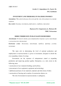 Investment and their role in macroeconomics