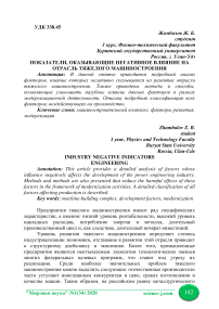 Показатели, оказывающие негативное влияние на отрасль тяжелого машиностроения