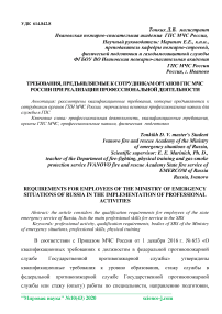 Требования, предъявляемые к сотрудникам органов ГПС МЧС России при реализации профессиональной деятельности