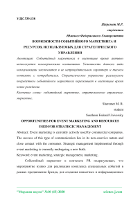 Возможности событийного маркетинга и ресурсов, используемых для стратегического управления