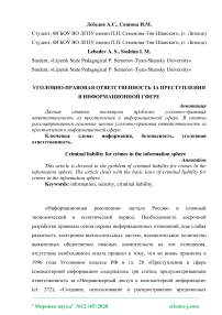 Уголовно-правовая ответственность за преступления в информационной сфере