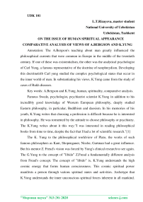 On the issue of human spiritual appearance comparative analysis of views of A.Bergson and K.Yung