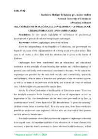 Self-esteem of psychosocial development of preschool children brought up in orphanages