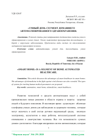 «Умный дом» сегмент домашнего автоматизированного здравоохранения