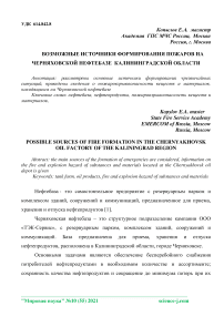 Возможные источники формирования пожаров на Черняховской нефтебазе Калининградской области