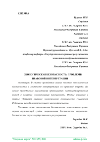 Экологическая безопасность: проблемы правовой интерпретации