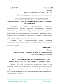 Особенности формирования проектной компетенции у подростков в общеобразовательной организации