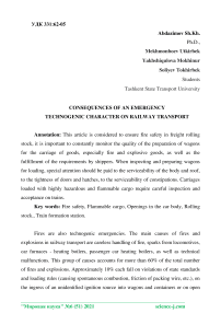 Consequences of an emergency technogenic character on railway transport