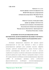 Особенности фармакоэпидемиологии ингибиторов ангиотензинпревращающего фермента на примере регионального фармацевтического рынка