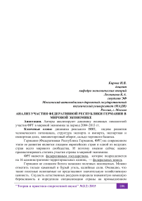 Анализ участия Федеративной Республики Германии в мировой экономике