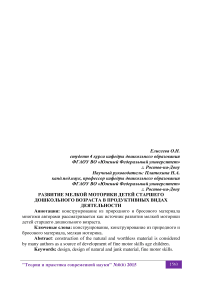 Развитие мелкой моторики детей старшего дошкольного возраста в продуктивных видах деятельности