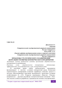 Проблемы стратегического планирования деятельности фирмы коммерческого предприятия