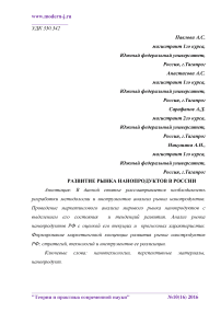 Развитие рынка нанопродуктов в России