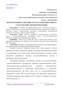 Международное разделение труда на ключевых рынках сельскохозяйственной продукции